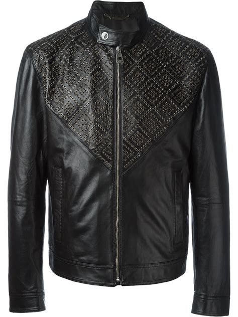 versace men suede jacket|used Versace men leather jacket.